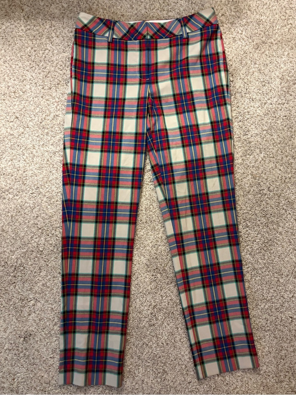 Lands' End Plaid Pants with Cream, Red & Blue Tartan Print, Fit 2, Size 4 - Picture 6 of 6